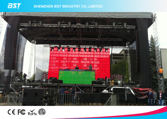 Rüzgar geçirmez açık hava Kiralık Şeffaf LED Ekran Piksel Pitch 10mm LED Ekran