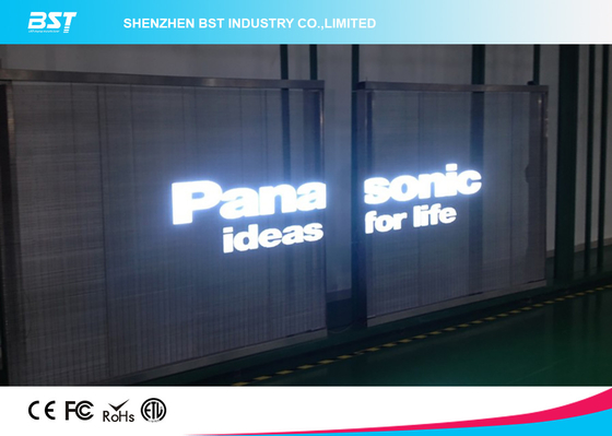 Rüzgar geçirmez açık hava Kiralık Şeffaf LED Ekran Piksel Pitch 10mm LED Ekran