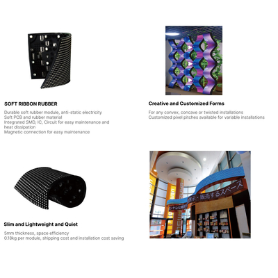 İç / dış mekan esnek LED ekranı P2mm 240mm X120mm 3840hz yenilenme hızı