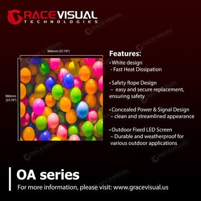 OA Serisi P5.7 Dışarısı Sabit LED Ekranı   960×960mm, 6000/10000nits Parlaklık, IP66, Ticari Reklam Panoları için İdeal