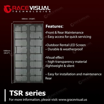 TSR Serisi Yüksek Performanslı Şeffaf LED Ekranı - P3.9'dan P7.8'e kadar Piksel Pitch - Ultra-Yumuşak 7680 Hz Tazeleme. 5000 nit Yüksek Parlaklık. Modüler Tasarım.