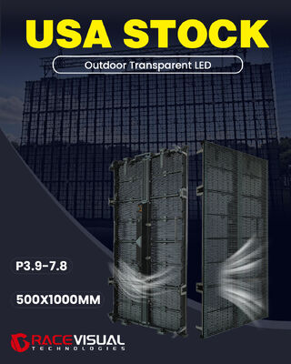 Dışarıdaki Şeffaf LED 3.9-7.8mm piksel pitch 500x1000mm dolap 7680hz tazeleme hızı 5000nits parlaklık her türlü açık hava sahne etkinliği için uygundur